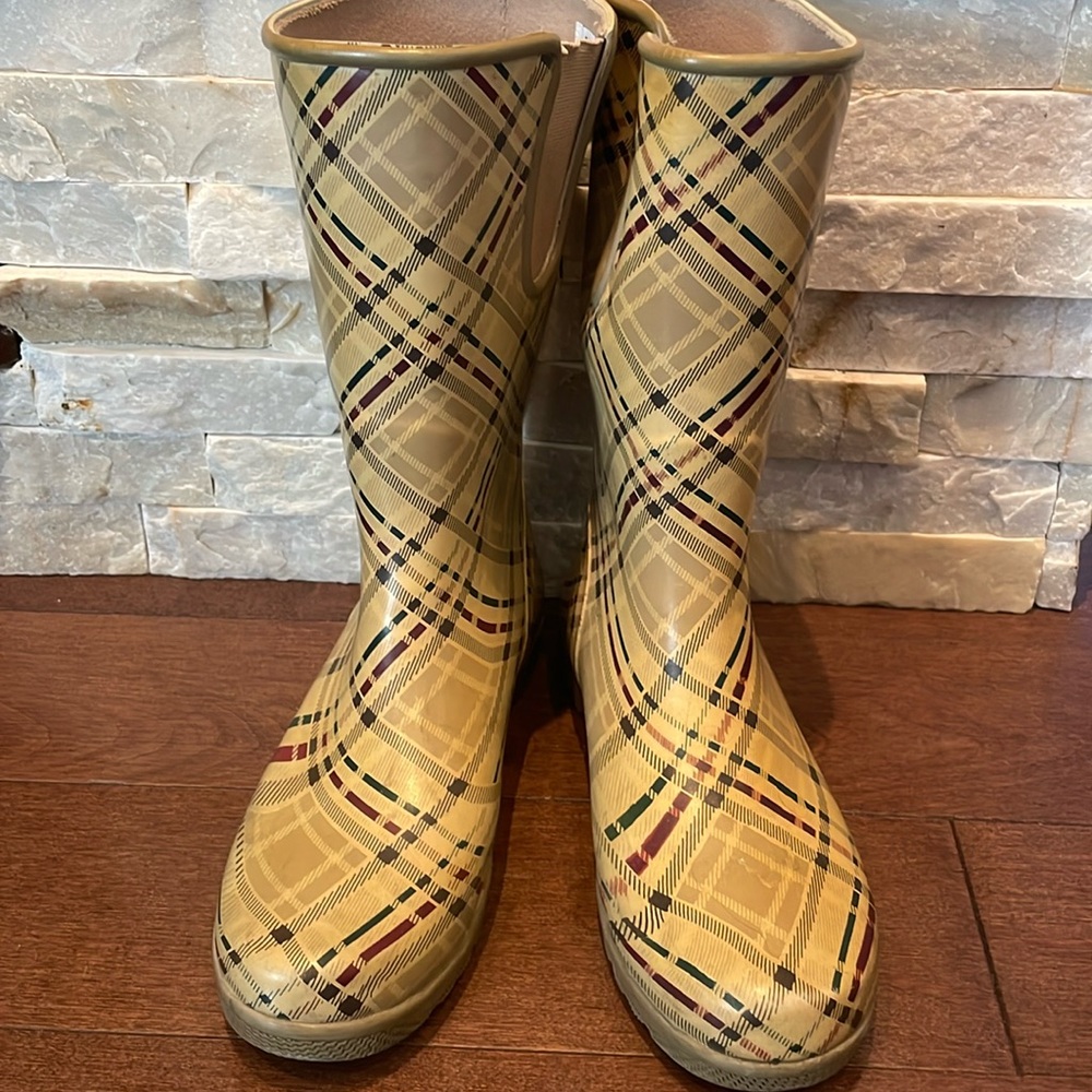 Perry Top Sider plaid rain boots